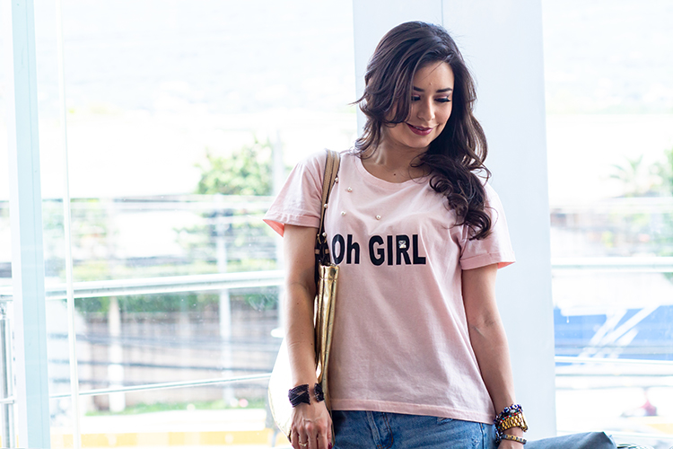 oh girl - blusa rosada - shorts - mangoneada