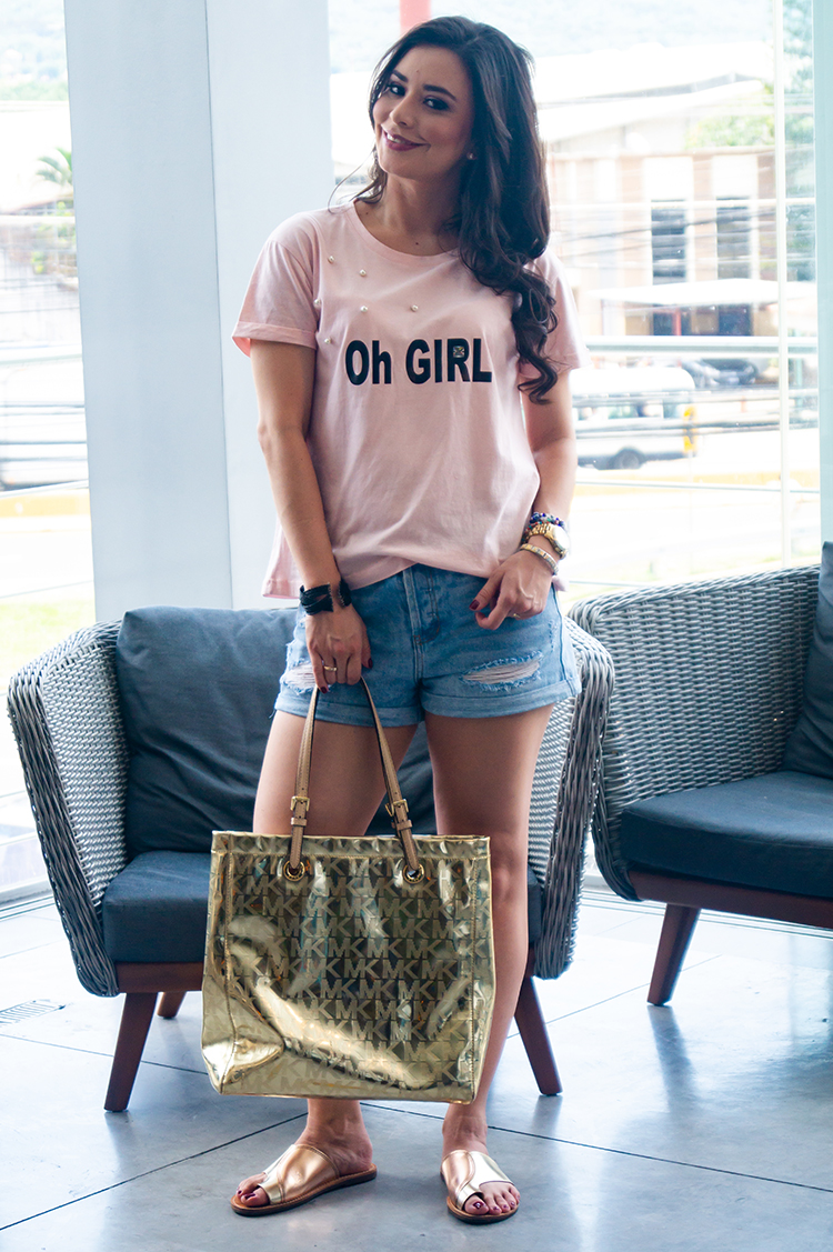 oh girl - blusa rosada - shorts - mangoneada